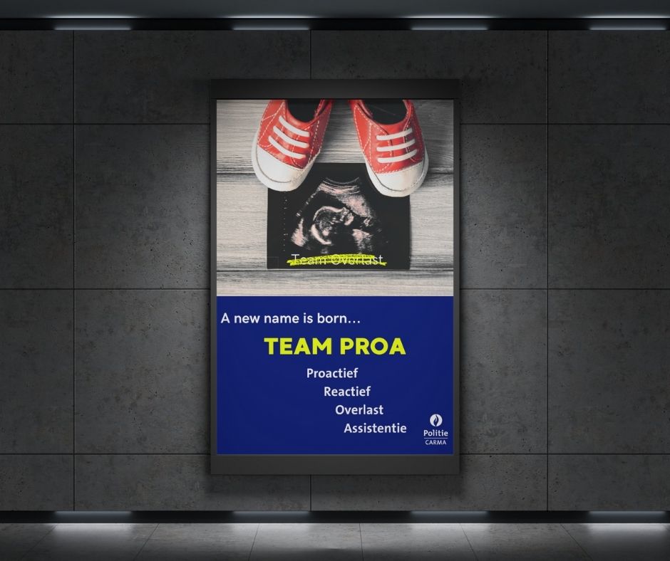 Affiche aankondiging nieuwe naam Team Proa